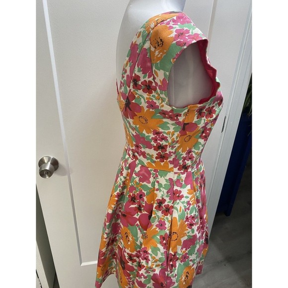 3/$30 Zara Mod 60s Floral Spring Easter Dress Fitted, Cap Sleeve - Picture 5 of 14